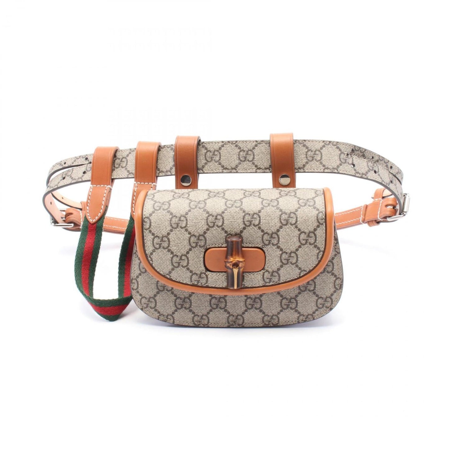 Gucci Bamboo Beige Brown Coated Canvas Fanny Pack