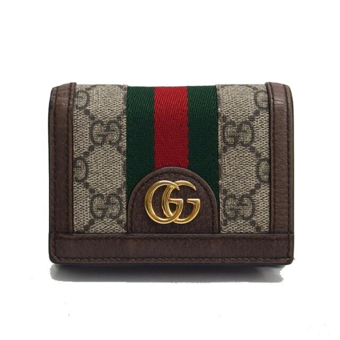 Gucci Beige Brown Dark Brown Green Red Color Coated Canvas Coin Purse/Coin Case