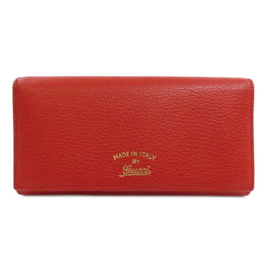 Gucci Red Color Leather Long Wallet (Bi-Fold)