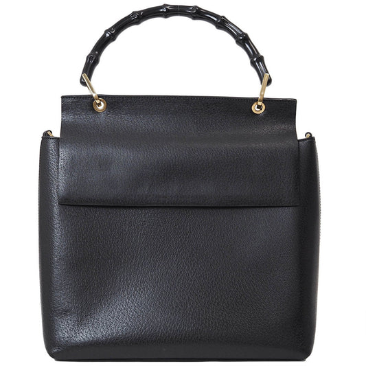 Gucci Bamboo Black Leather Handbag Shoulder Bag