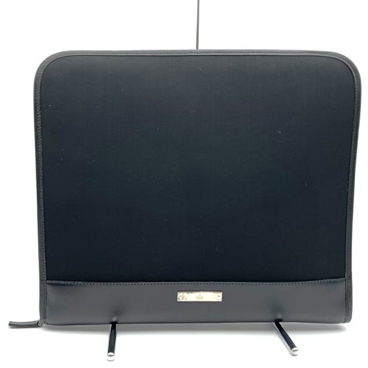 Gucci Black Nylon Leather Clutch Bag