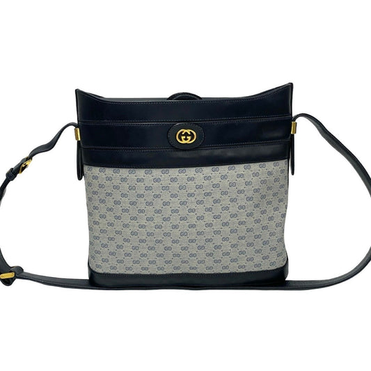 Gucci Navy Leather Pvc Pochette Shoulder Bag