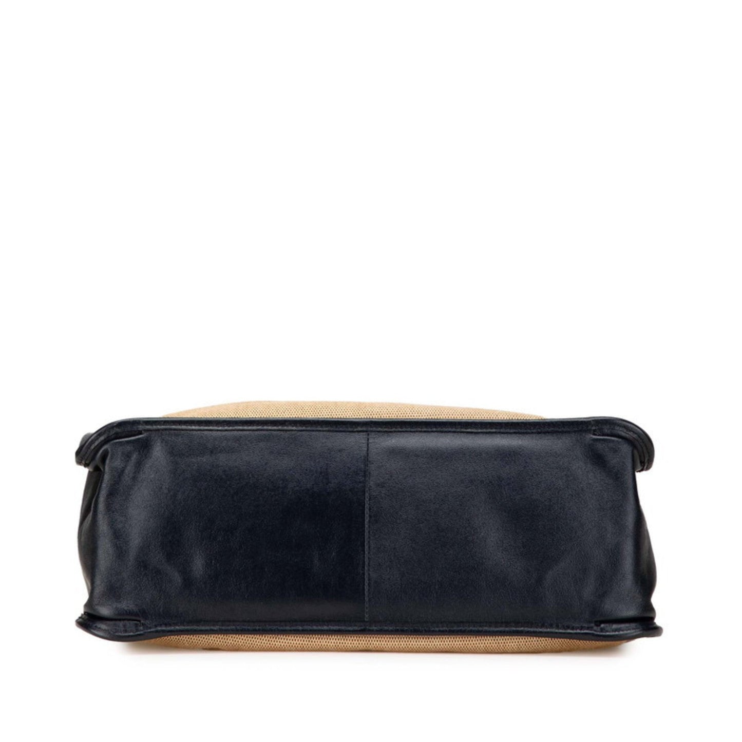 Gucci Beige Navy Canvas Leather Shoulder Bag Tote Bag