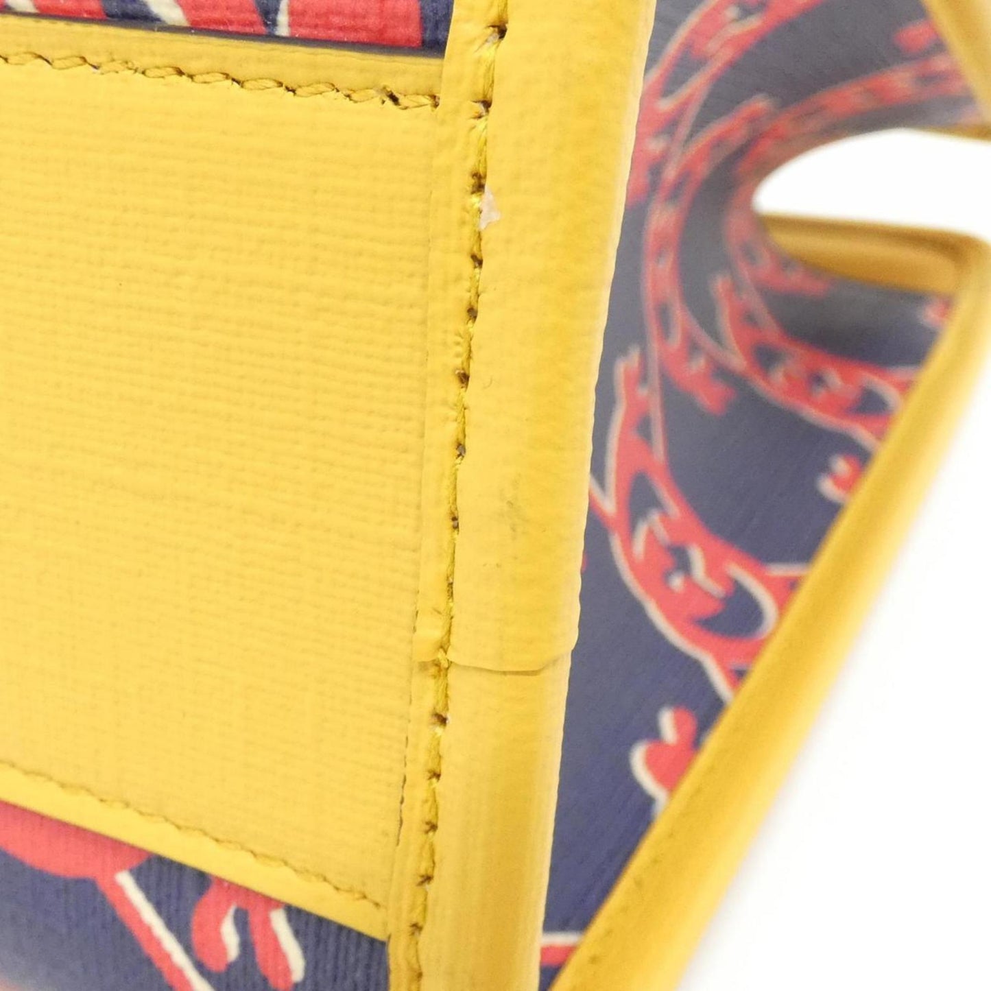 Gucci Blue Red Color Yellow Canvas Handbag