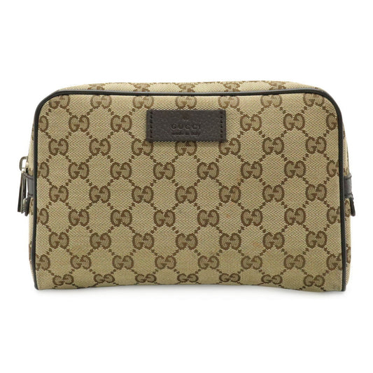 Gucci Gg Canvas Beige Dark Brown Gg Canvas Leather Pouch Sling Bag