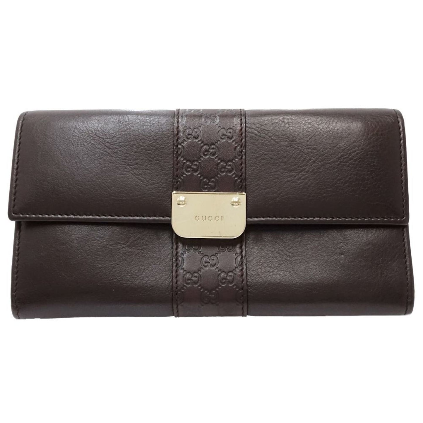 Gucci Dark Brown Leather Long Wallet (Bi-Fold)