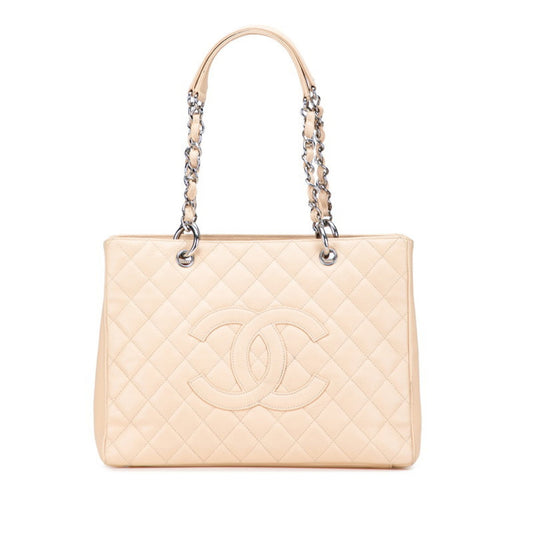 Chanel Matelasse Beige Grained Calfskin Tote Bag