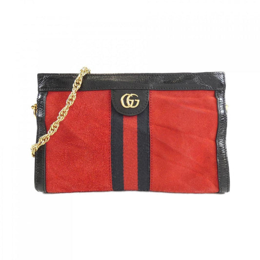 Gucci Black Red Color Suede Leather Shoulder Bag