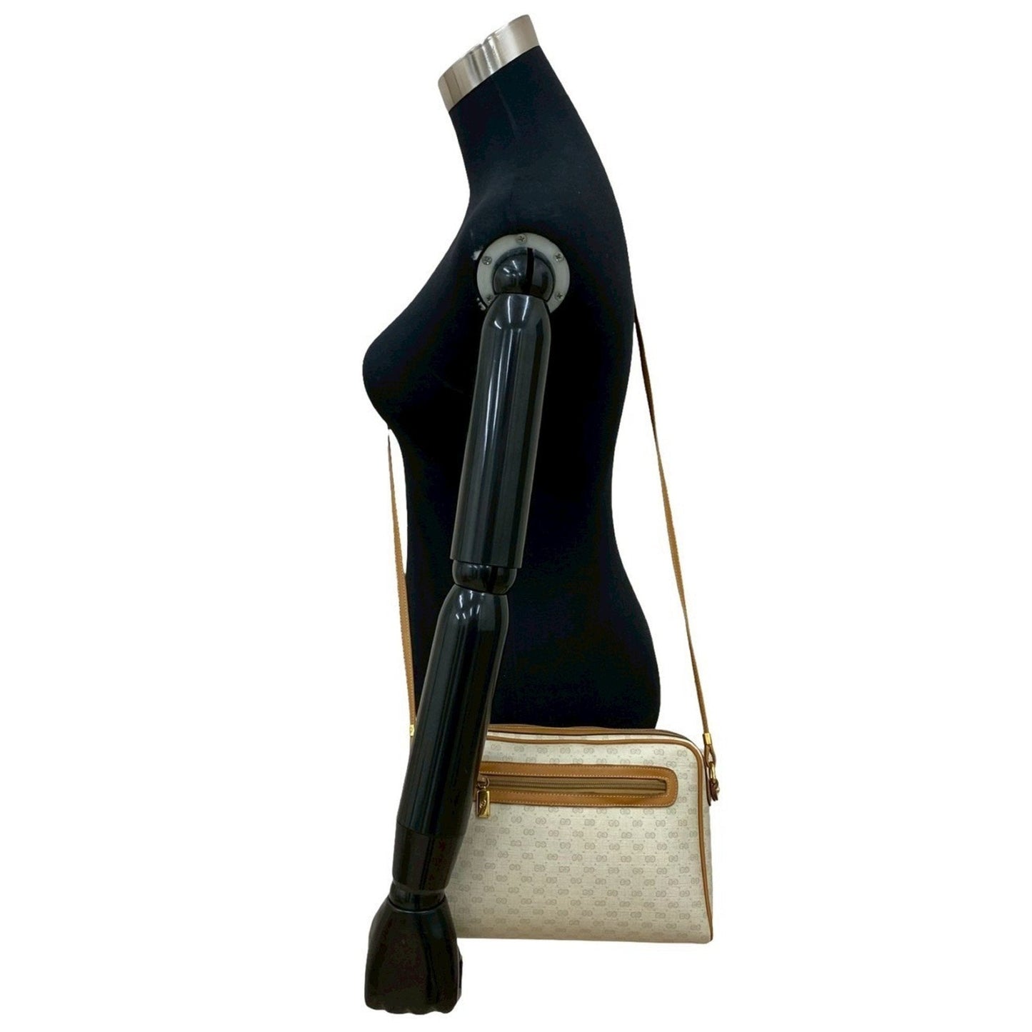 Gucci Brown Ivory Leather Pvc Pochette Shoulder Bag