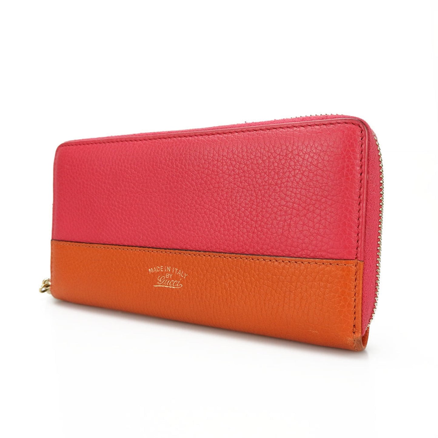 Gucci Bamboo Orange Pink Leather Long Wallet (Bi-Fold)