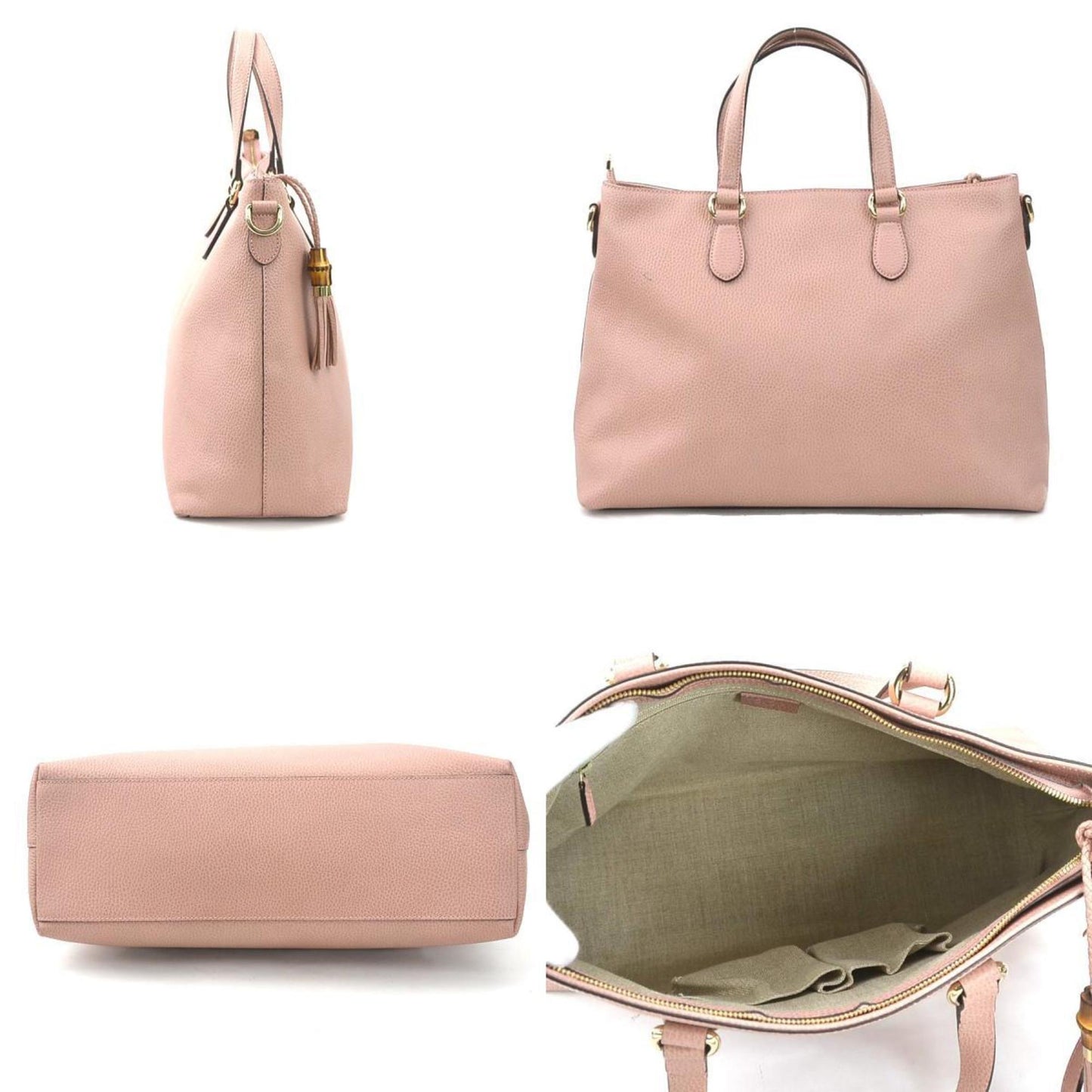 Gucci Gray Pink Leather Handbag Shoulder Bag