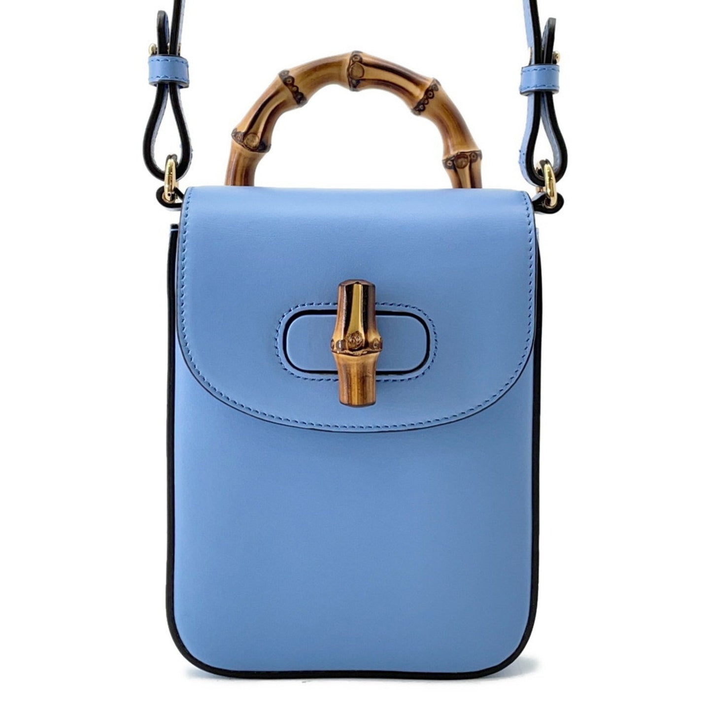Gucci Light Blue Bamboo Leather Shoulder Bag