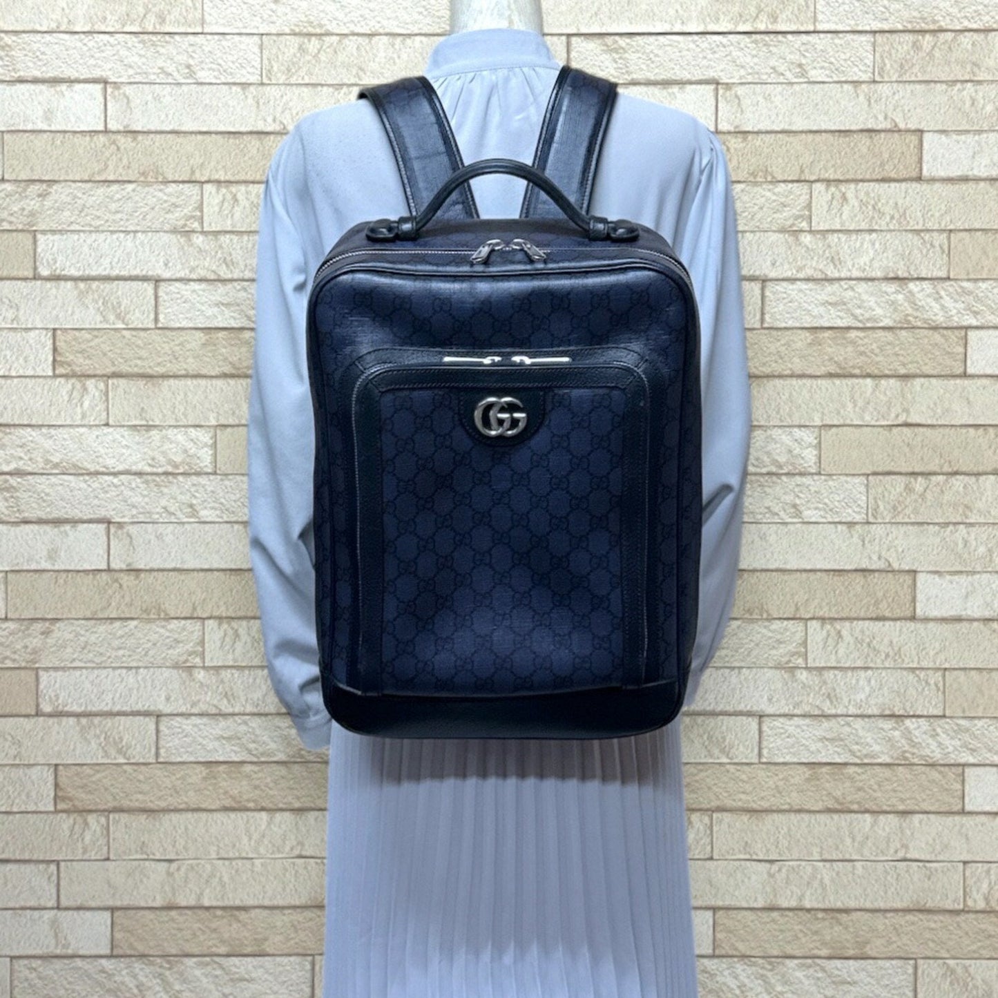 Gucci Navy Gg Supreme Backpack