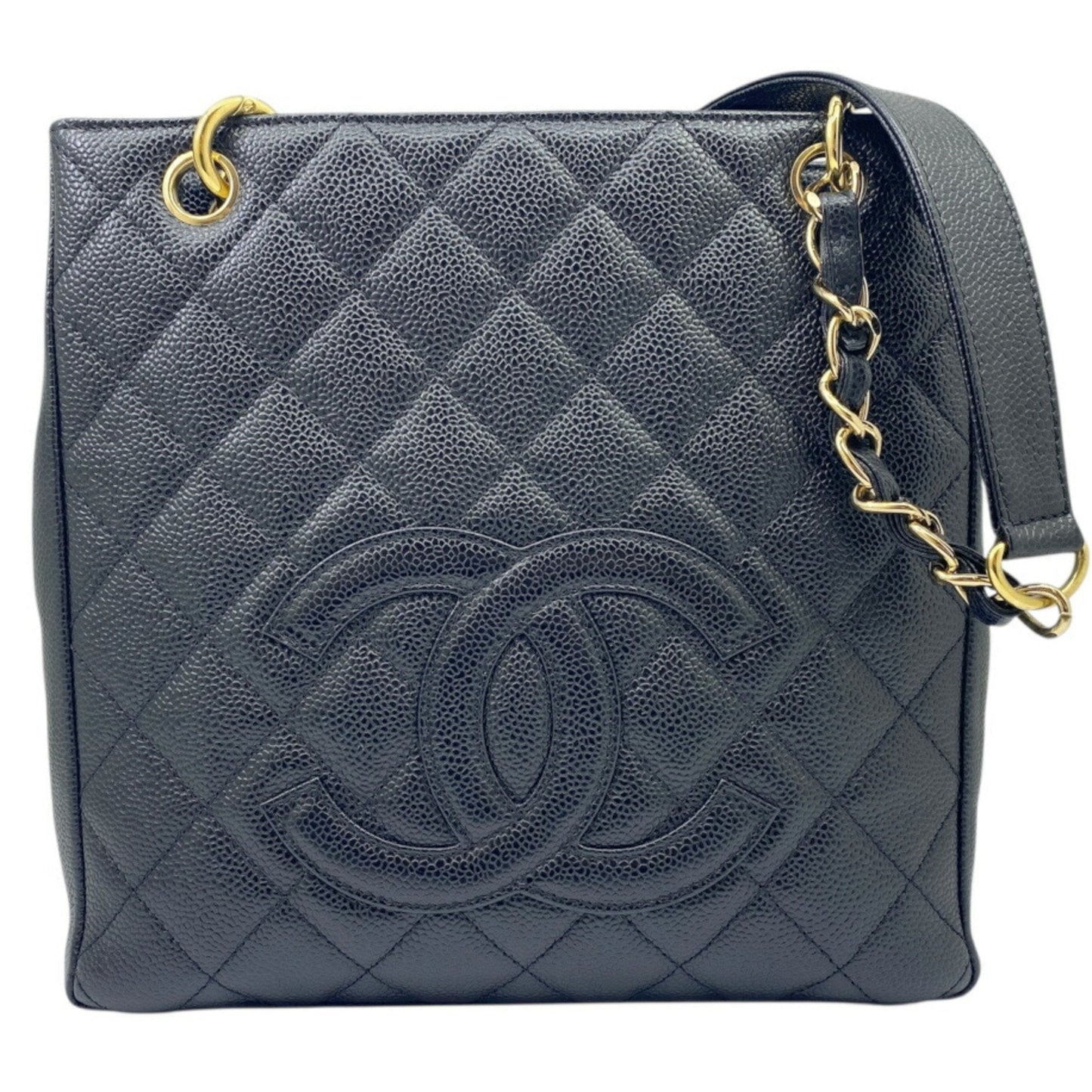 Chanel Black Grained Calfskin Shoulder Bag Tote Bag
