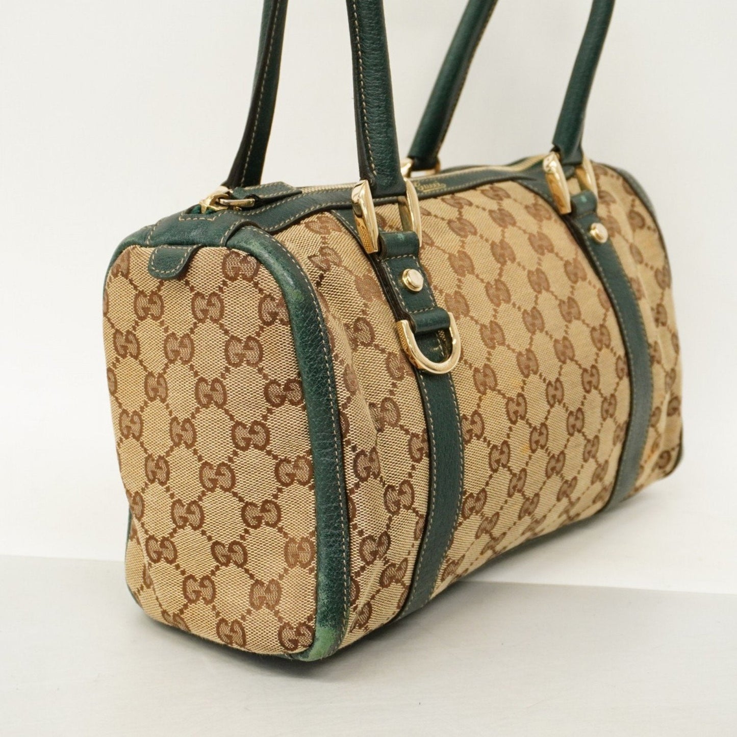 Gucci Brown Green Canvas Handbag