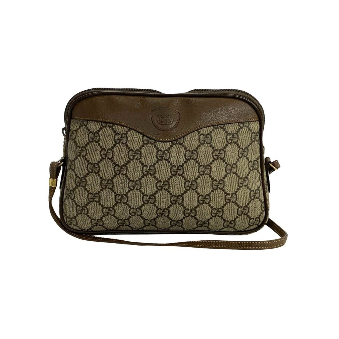 Gucci Brown Leather Pvc Pochette Shoulder Bag