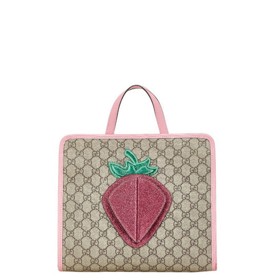 Gucci Beige Multi-Color Pink Pvc Leather Handbag Tote Bag