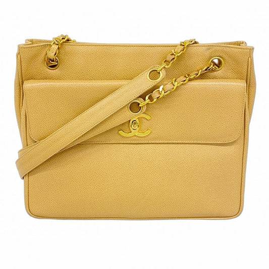 Chanel Light Brown Grained Calfskin Tote Bag