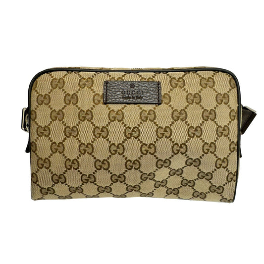 Gucci Beige Brown Canvas Leather Fanny Pack