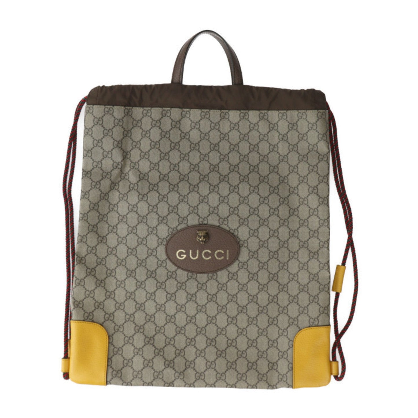 Gucci Beige Brown Yellow Pvc Leather Backpack Handbag Shoulder Bag