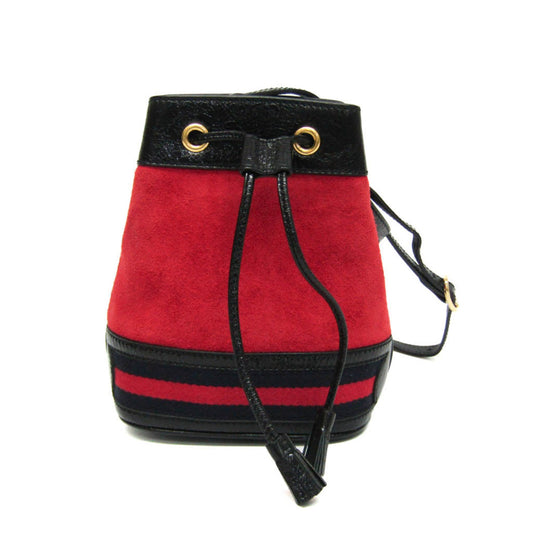 Gucci Black Navy Red Color Leather Suede Shoulder Bag