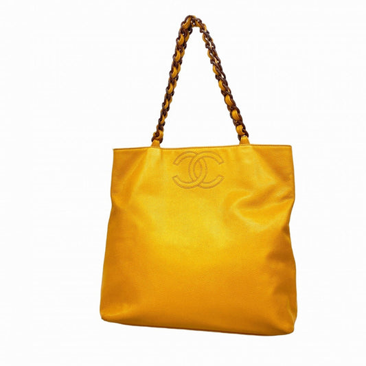 Chanel Orange Grained Calfskin Tote Bag
