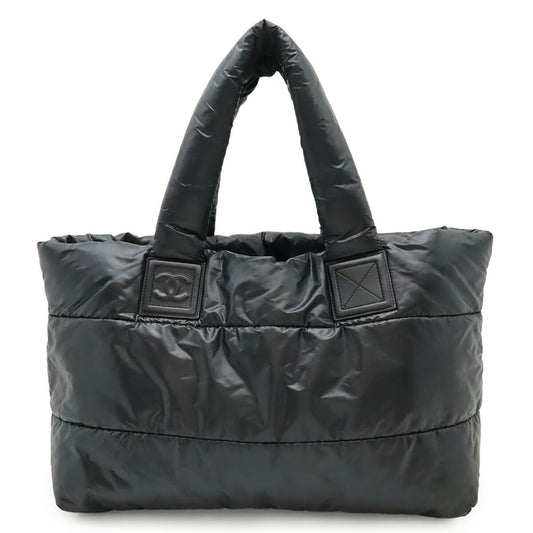 Chanel Black Bordeaux Nylon Leather Shoulder Bag Tote Bag