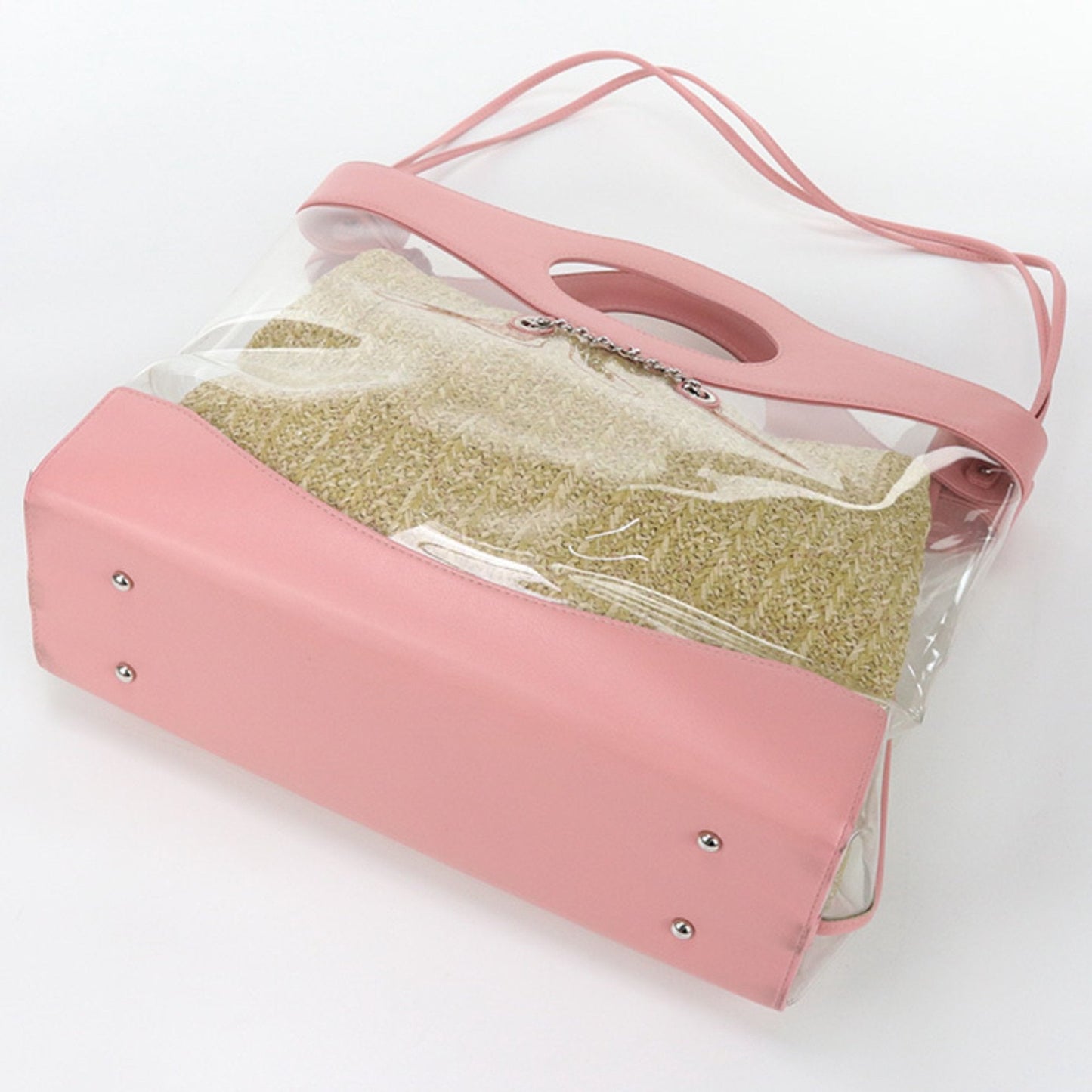 Chanel Pink Leather Vinyl Tote Bag