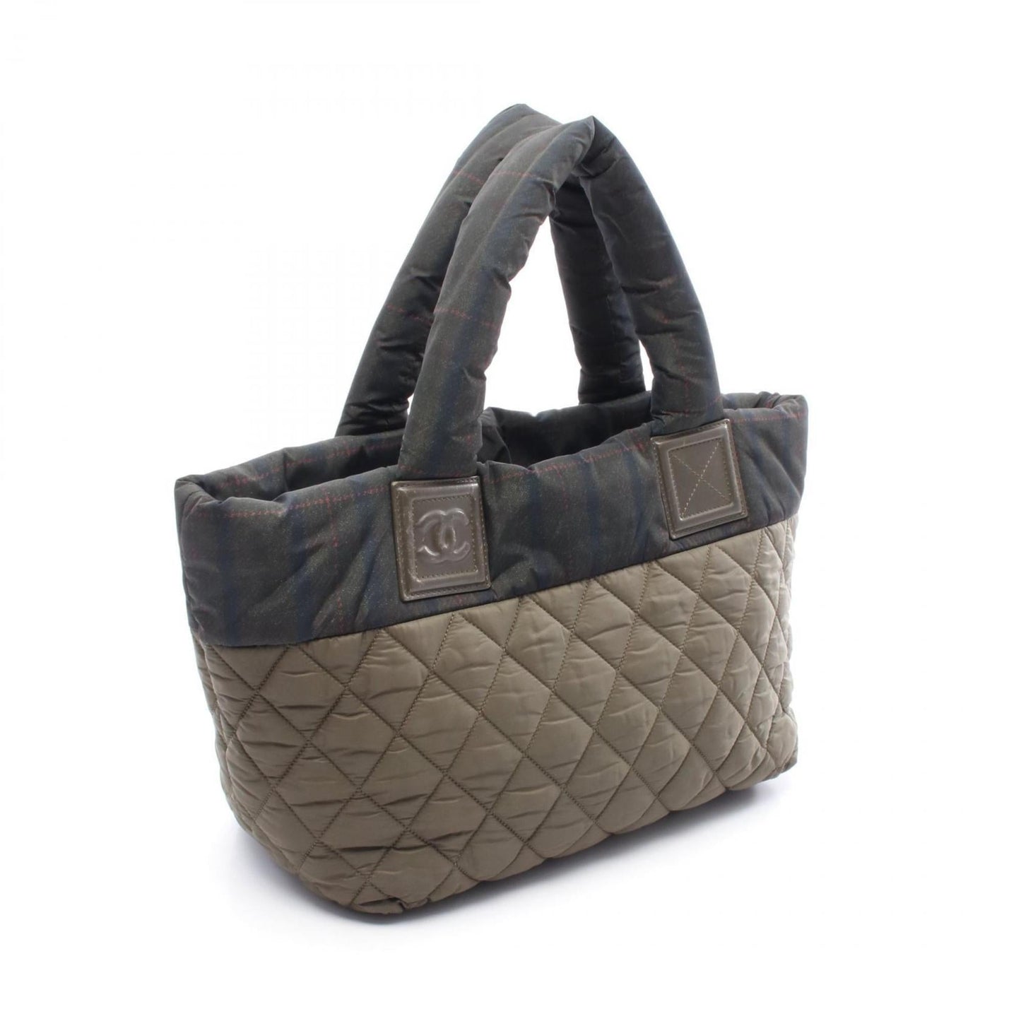 Chanel Green Khaki Multi-Color Nylon Leather Tote Bag