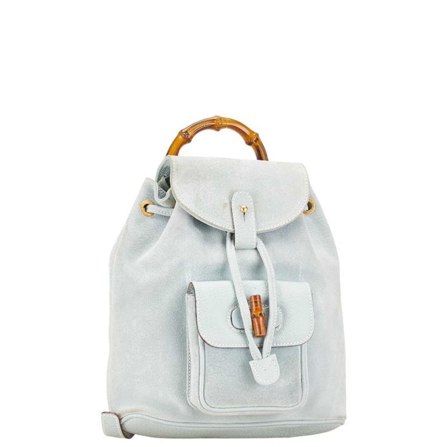 Gucci Light Blue Leather Suede Backpack