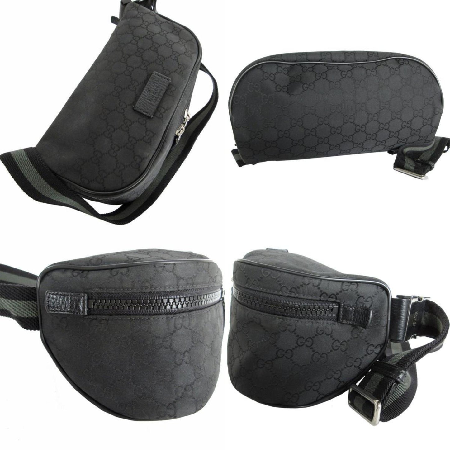 Gucci Black Khaki Nylon Canvas Sling Bag