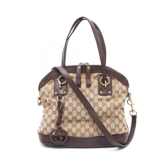 Gucci Beige Brown Gg Canvas Leather Handbag