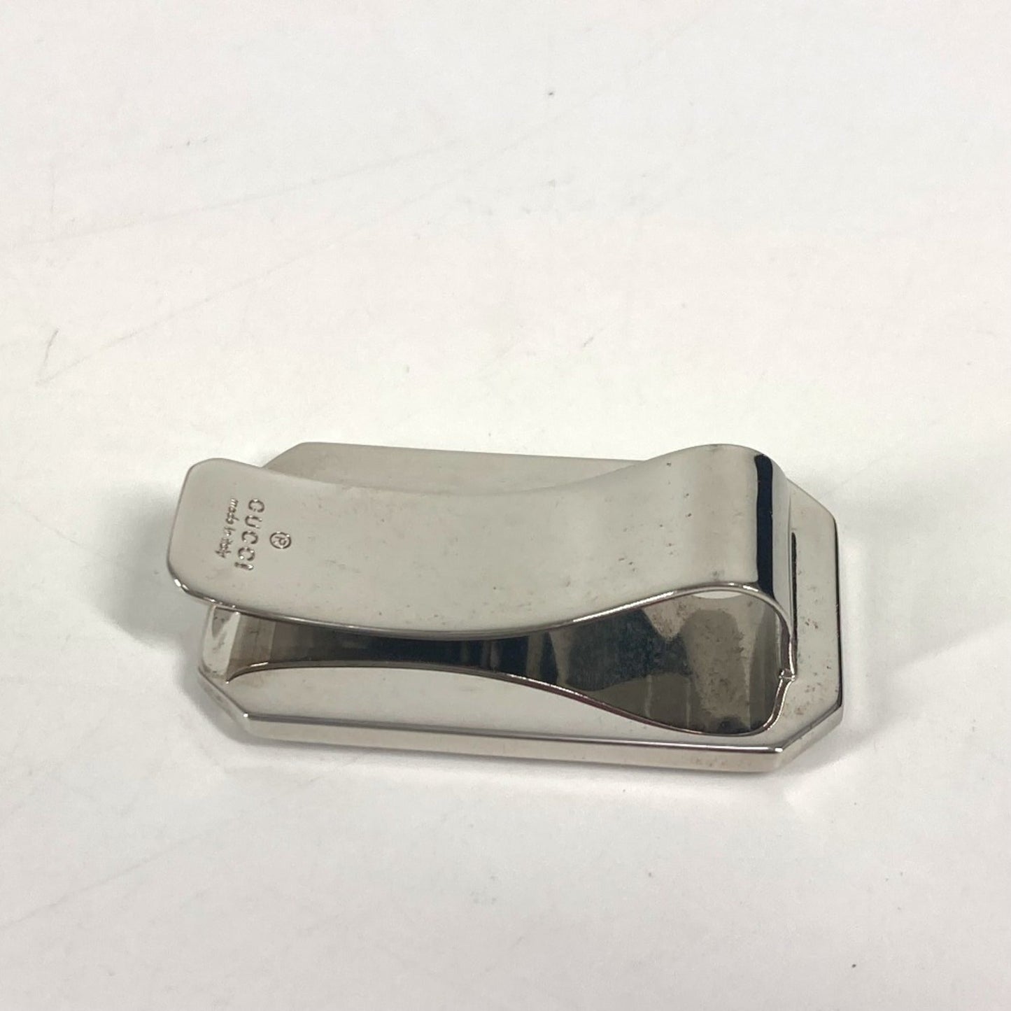 Gucci Blue Silver Gg Leather Money Clip