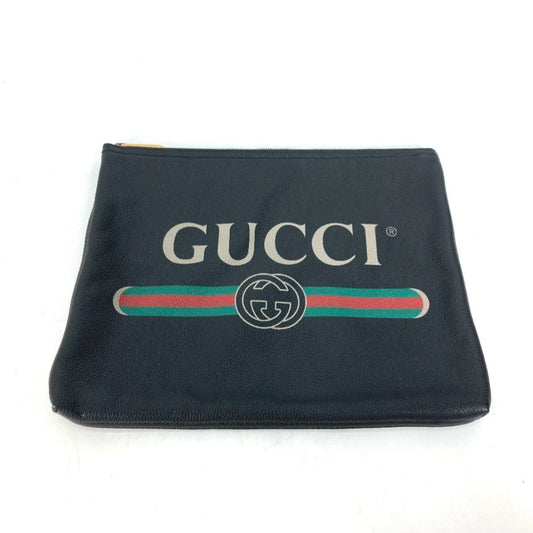 Gucci Black Leather Clutch Bag Pouch