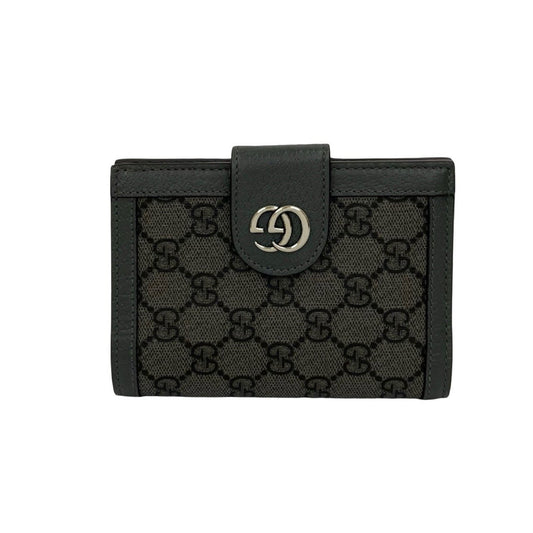 Gucci Black Gray Leather Pvc Wallet (Bi-Fold)