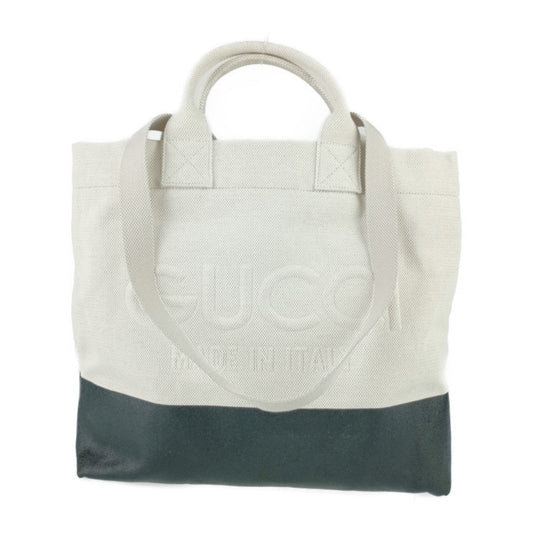 Gucci Black Ivory Canvas Handbag Shoulder Bag Tote Bag