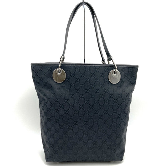 Gucci Gg Canvas Black Gg Canvas Leather Handbag Tote Bag