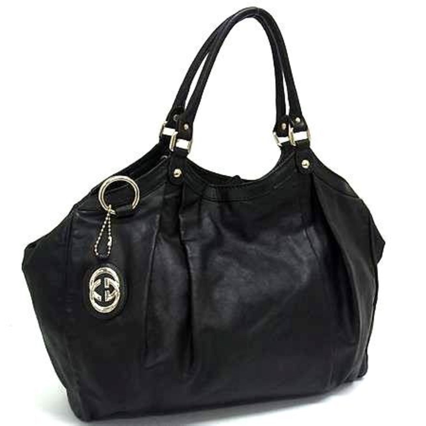 Gucci Sukey Black Leather Handbag Shoulder Bag Tote Bag