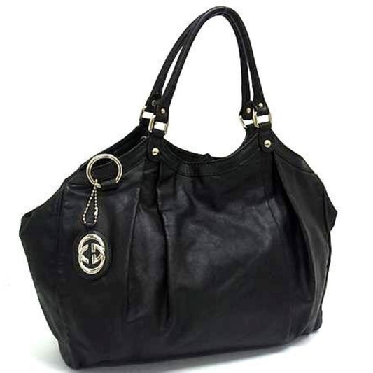 Gucci Sukey Black Leather Handbag Shoulder Bag Tote Bag