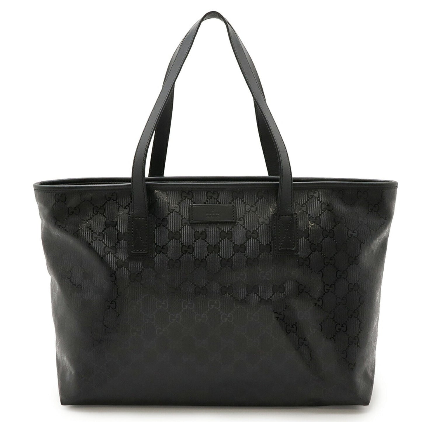 Gucci Black Coated Canvas Leather Shoulder Bag Tote Bag