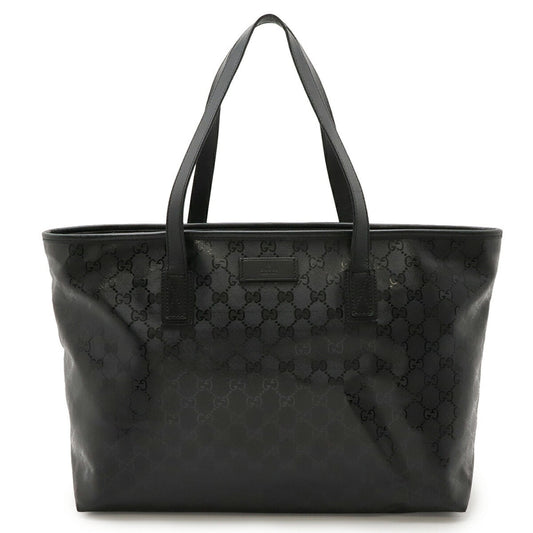 Gucci Black Coated Canvas Leather Shoulder Bag Tote Bag