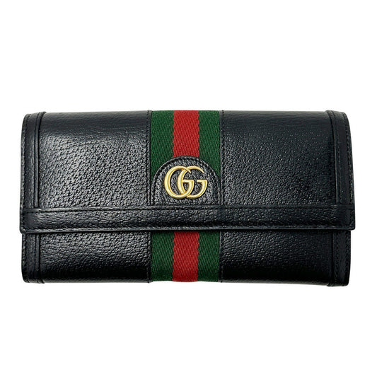 Gucci Black Leather Long Wallet (Bi-Fold)
