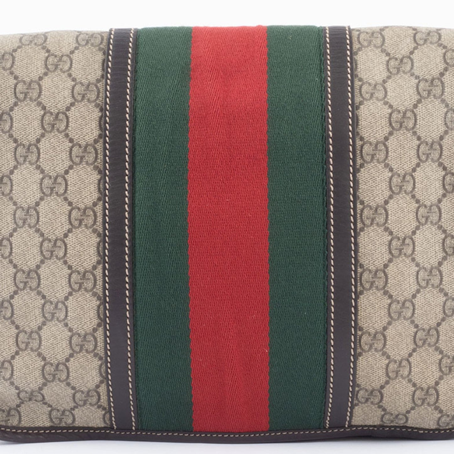 Gucci Beige Brown Canvas Leather Shoulder Bag