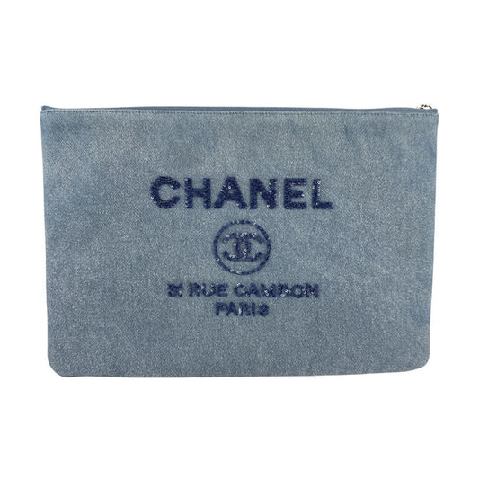 Chanel Blue Denim Spangles Clutch Bag