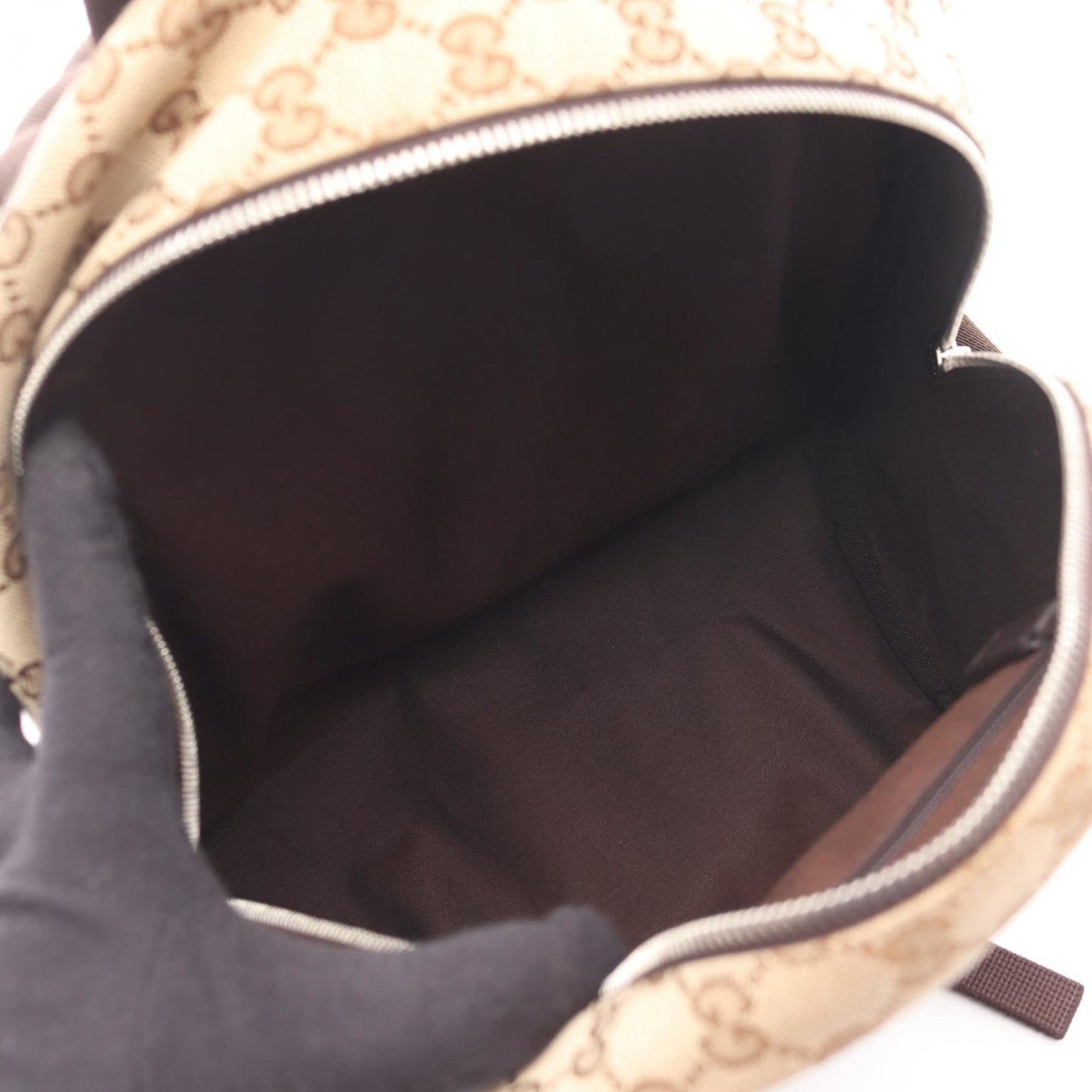 Gucci Gg Canvas Beige Brown Gg Canvas Leather Backpack