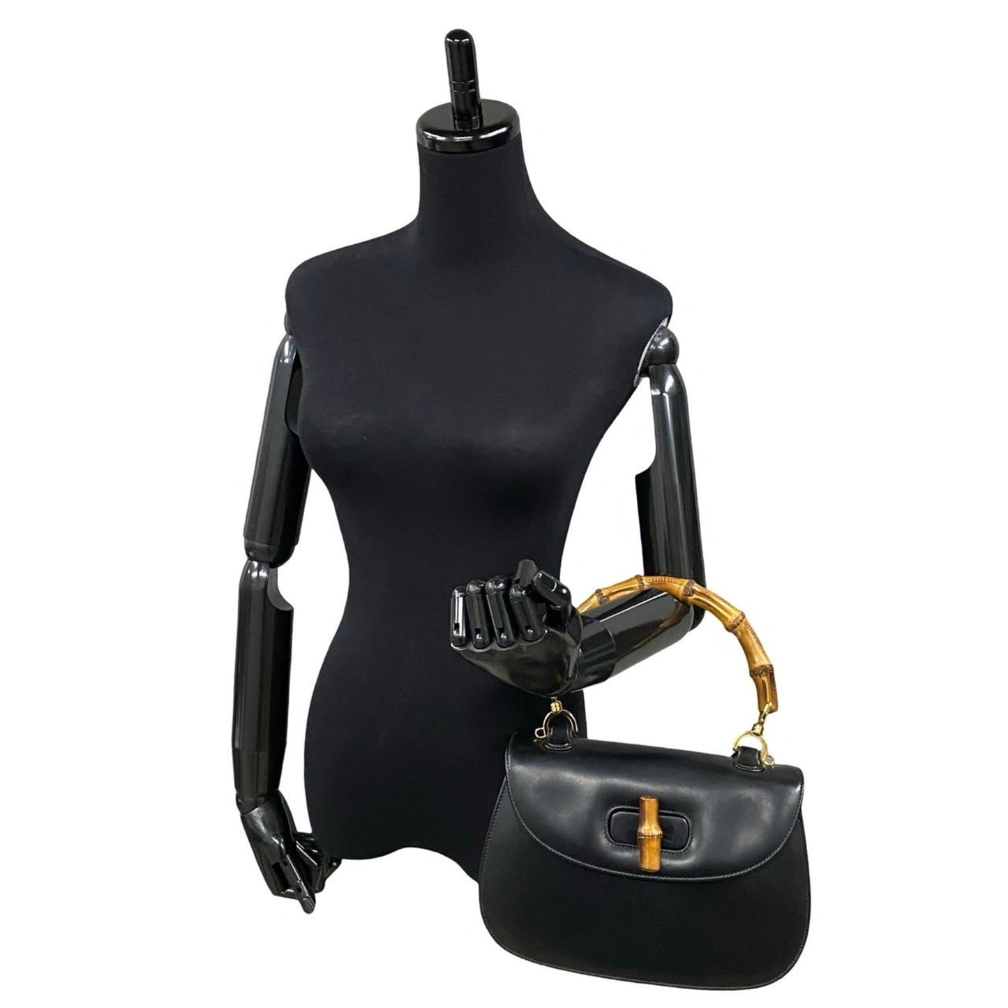 Gucci Black Leather Handbag Tote Bag