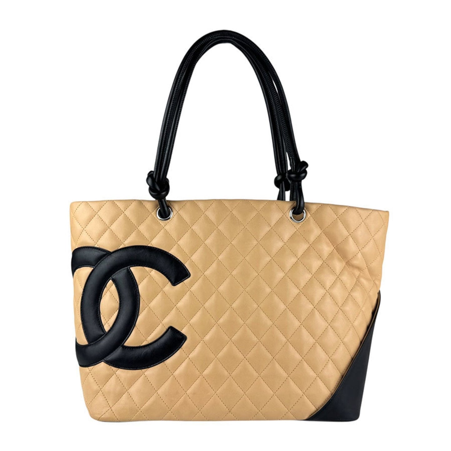 Chanel Beige Black Cambon Ligne Shoulder Bag Tote Bag