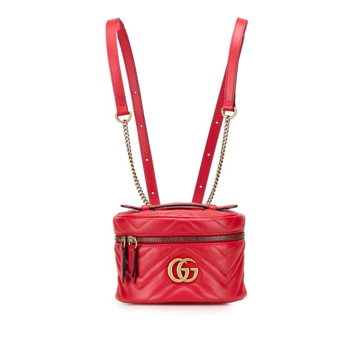 Gucci Gg Marmont Red Color Leather Backpack