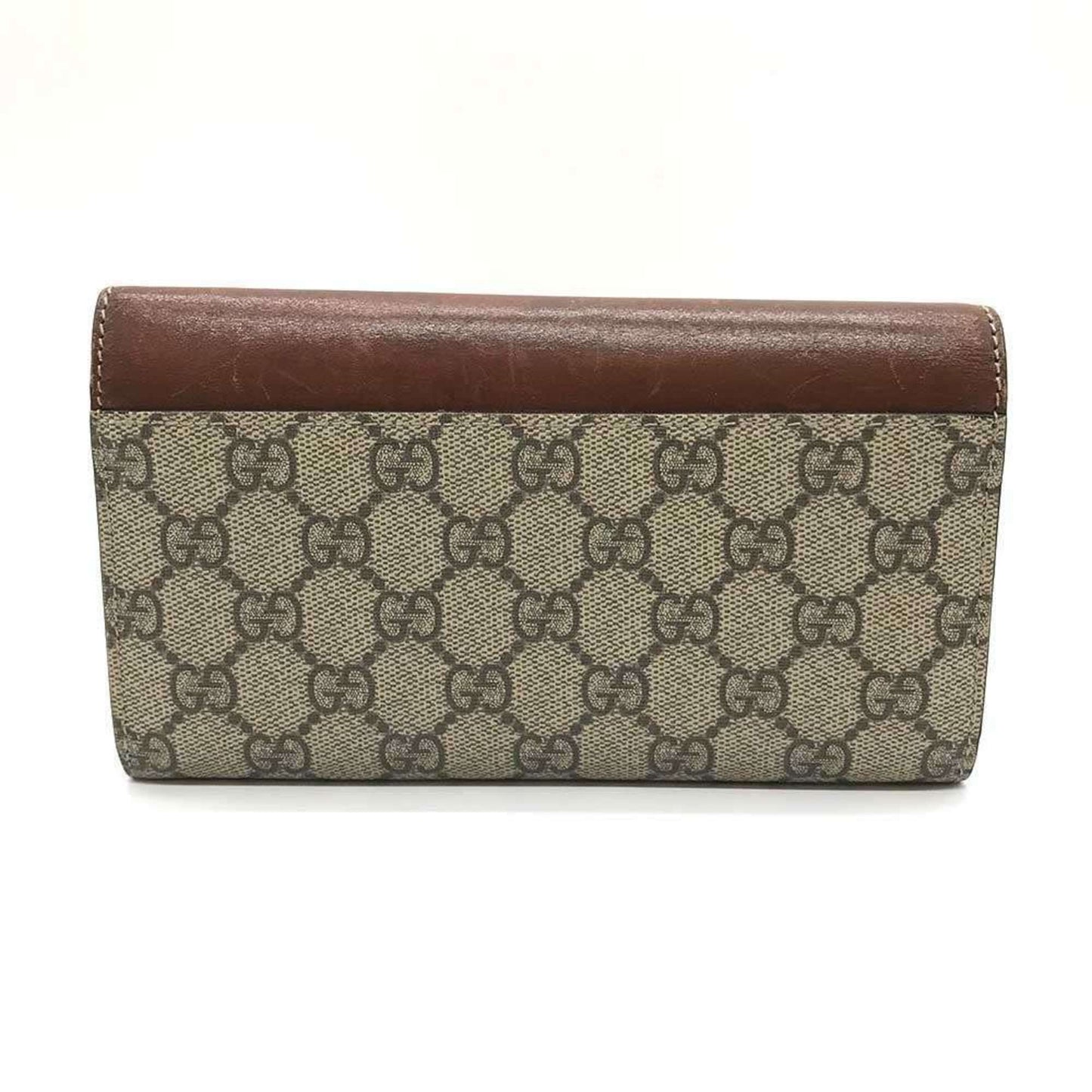 Gucci Brown Gg Supreme Leather Long Wallet (Bi-Fold)
