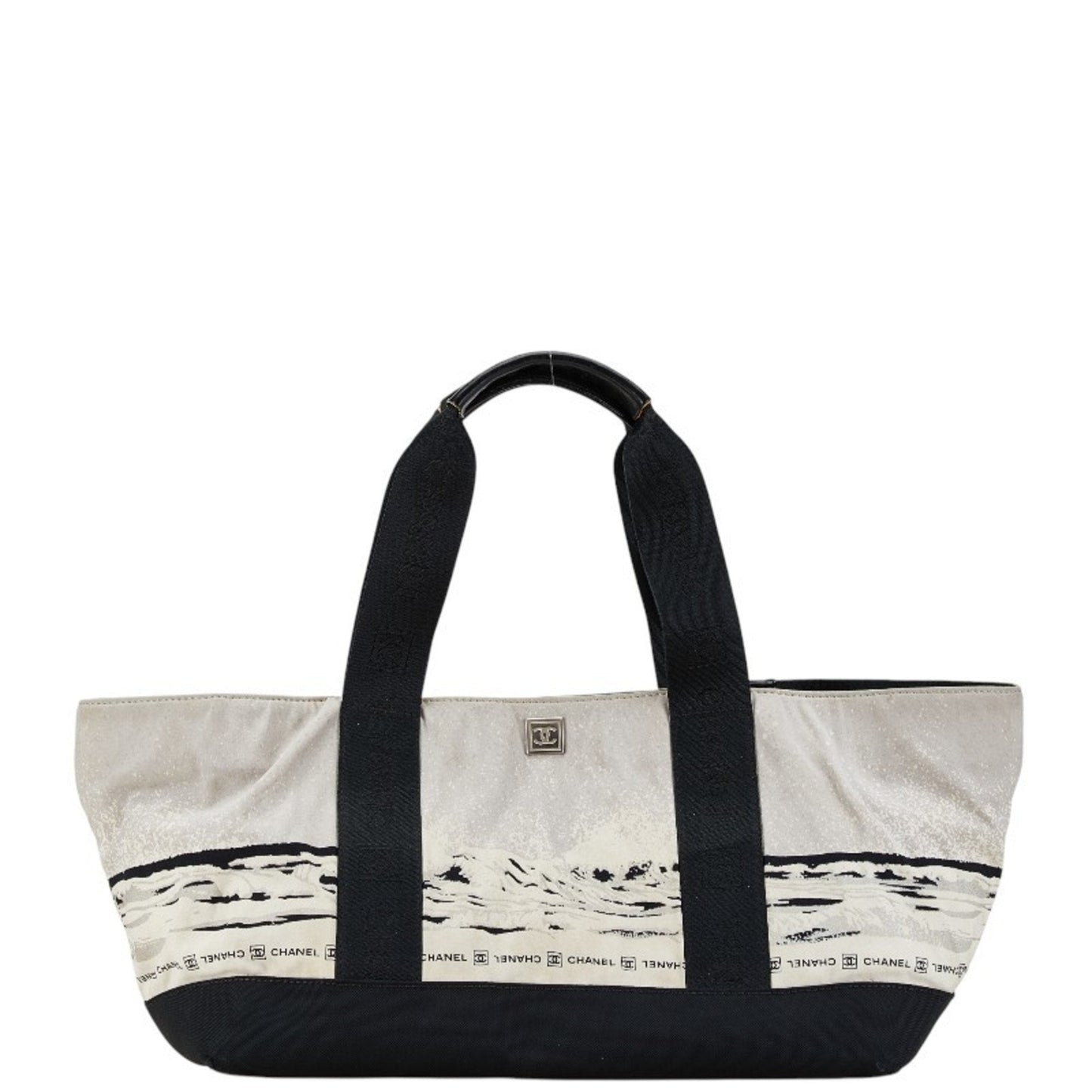 Chanel Black Gray Nylon Handbag Tote Bag